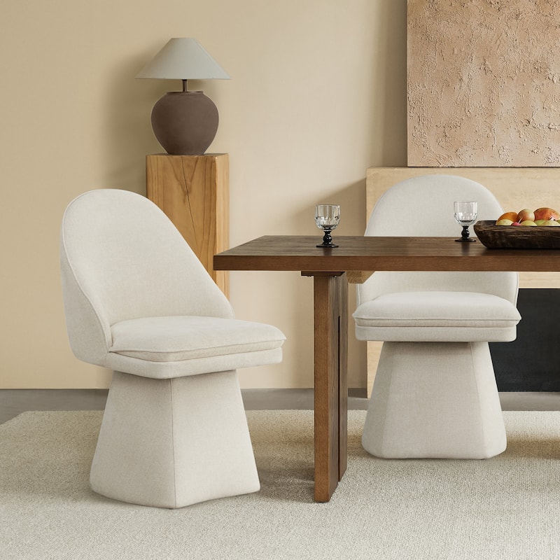 Darah Chenille Modern Upholstered Swivel Armless Dining Chair