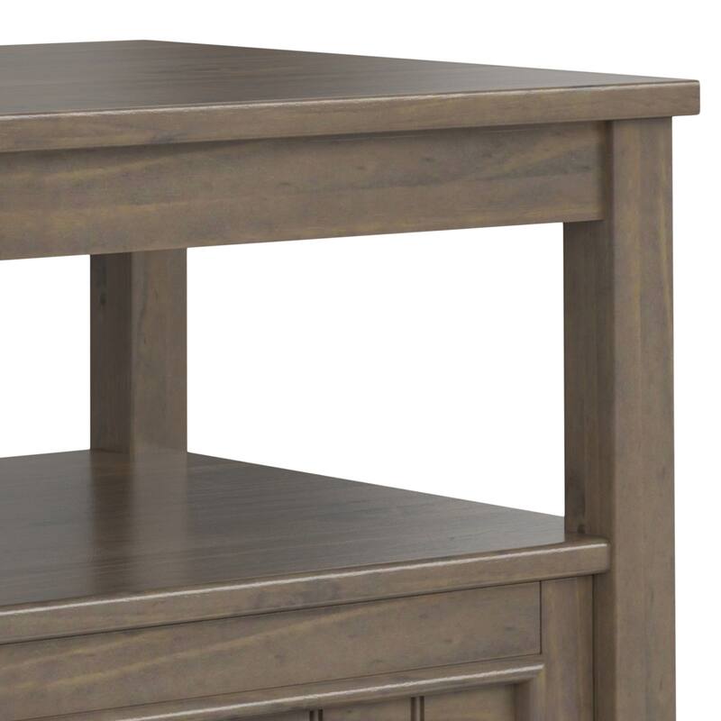 WYNDENHALL Rowan SOLID WOOD 20" Wide Rectangle Transitional End Table with Bottom Drawer in Smoky Brown - 18"d x 20" w x 20"h