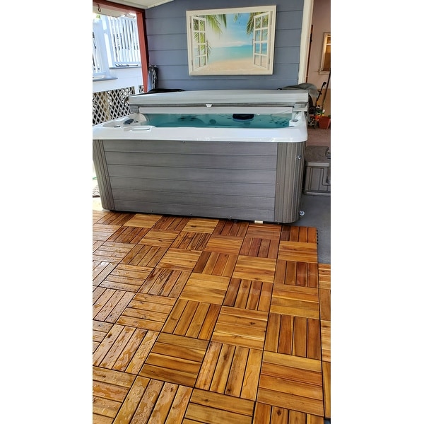 Bare Decor Ez Floor Solid Teak Wood Interlocking Flooring Tiles 10206794 Bare Decor Ez Floor Solid Teak Wood