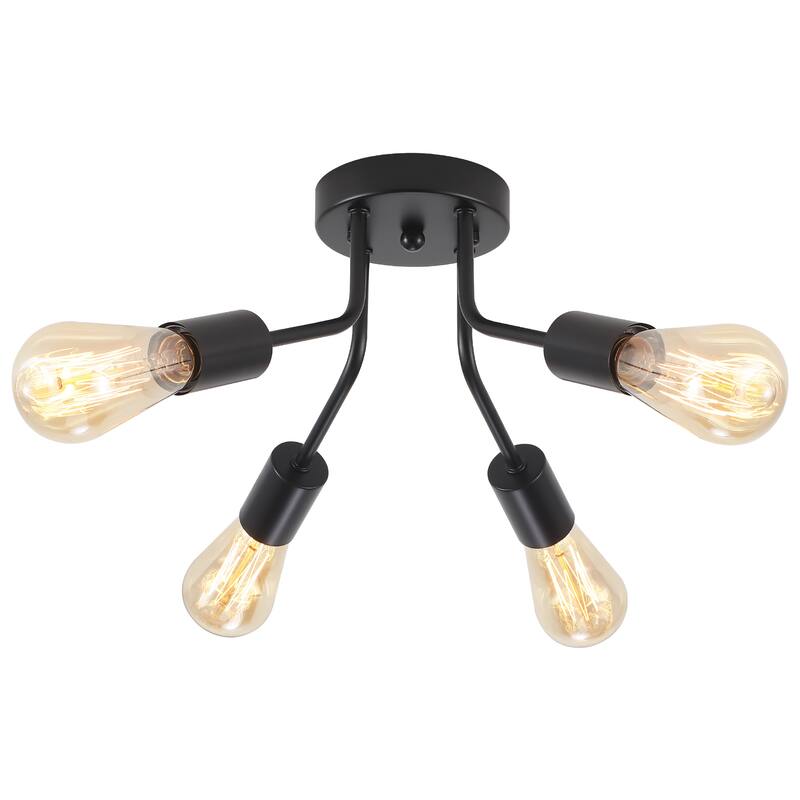 Modern 4-Light Semi Flush Mount Ceiling Light for Dining Room Bedroom Hallway Entryway