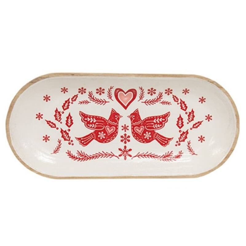 Yuletide Cardinal Oval Wooden Tray - Cardinal