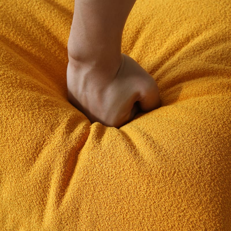 Single Lazy Sofa Teddy Fabric Soft Sponge Lounger Bean Bag Chair