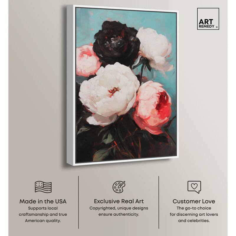 Three Shades of Peony III Canvas by Art Remedy