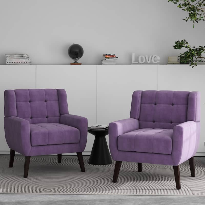 Tufted Arm Chair Upholstered Lounge Chair(Set of 2)