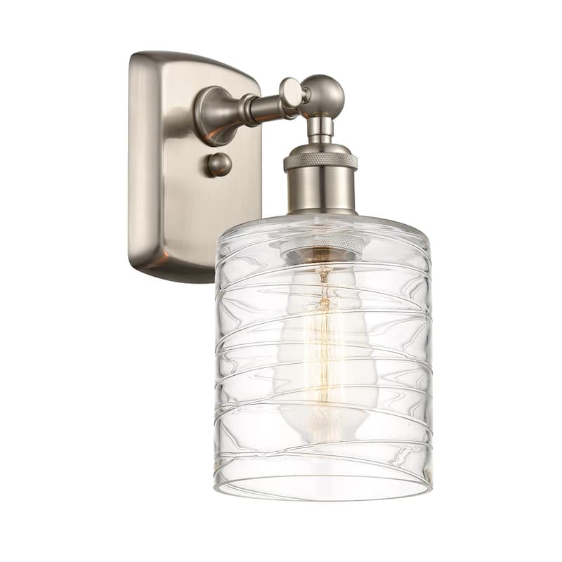 Innovations Lighting 516-1W-9-5 Cobbleskill Sconce Cobbleskill 9" Tall - Brushed Satin Nickel / Deco Swirl