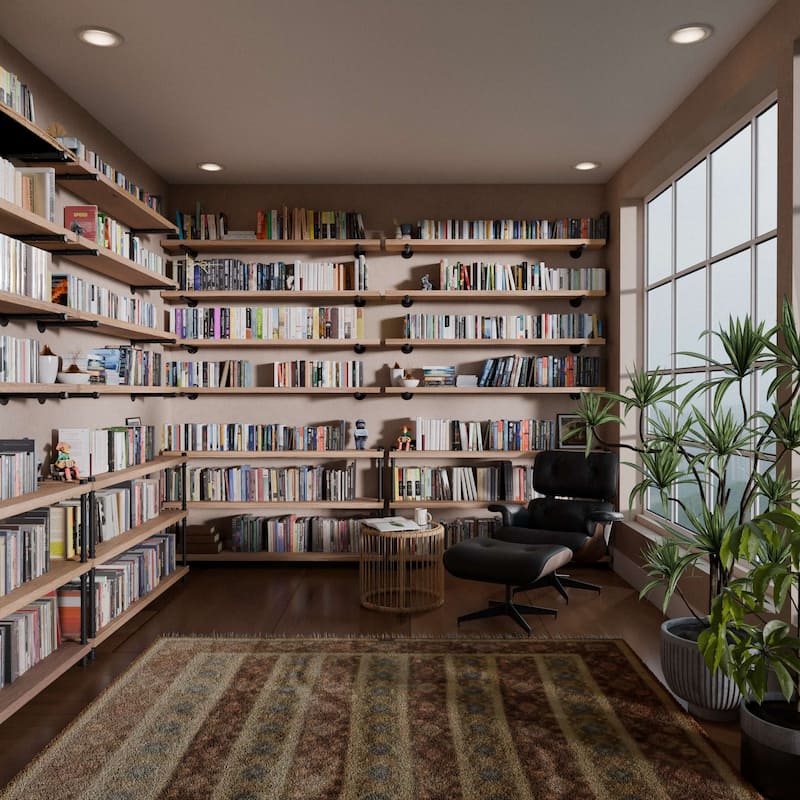 Wallniture 60 or 84 inch Long Wall Shelf, Industrial Pipe Shelving, Wooden Book Shelves for Living Room, Rustic Decor, 1 Pc
