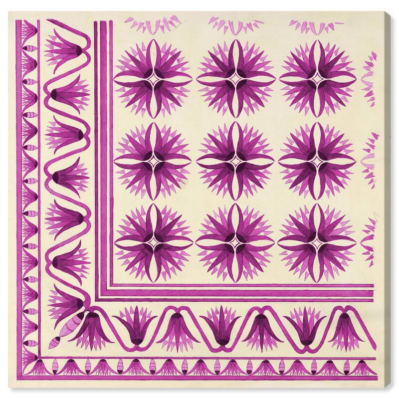 Wynwood Studio Canvas Abstract Floor Covering Berry Pink and Cream White Traditional Wall Art Canvas Print