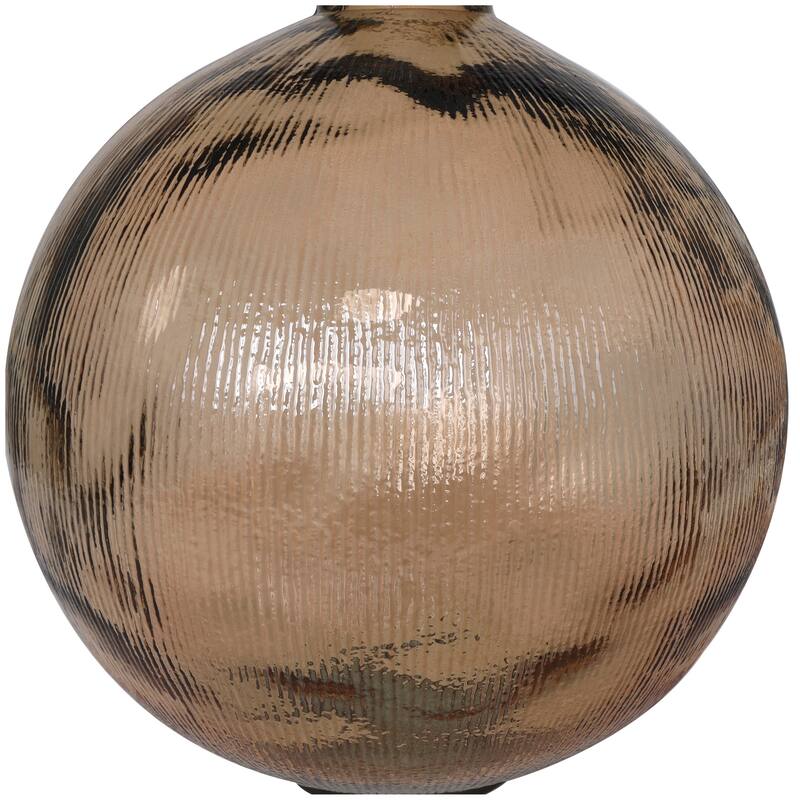 Contemporary Recycled Glass Handmade Ribbed Spanish Bottle Vase - Brown or Clear