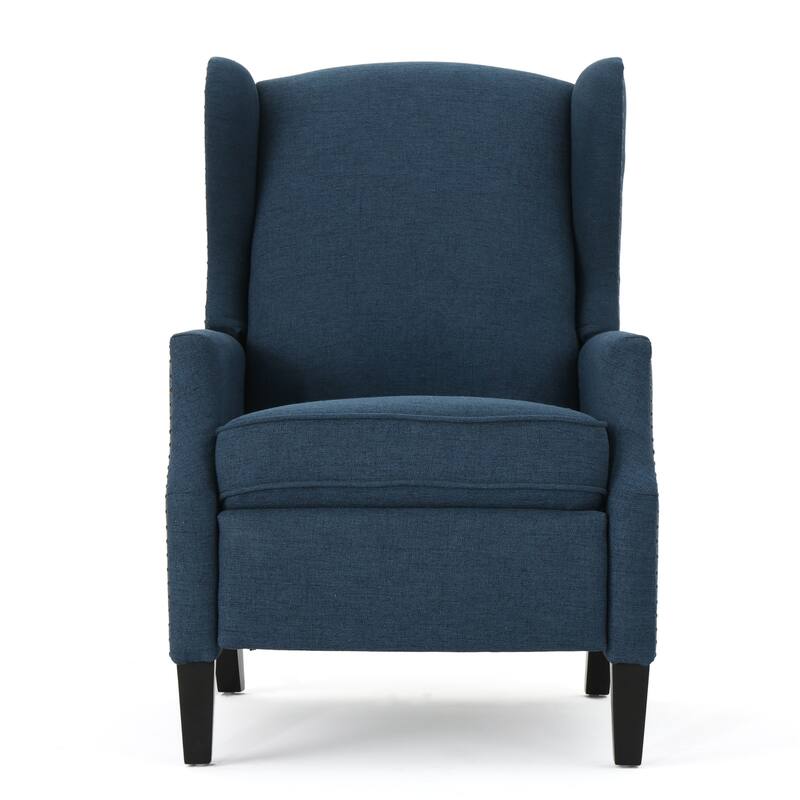 Roomfitters Floral Push-Back Recliner Chair with Wingback Design, Tapered Wood Legs