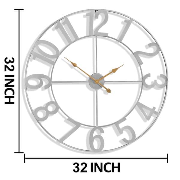 dimension image slide 3 of 4, Sorbus Large Wall Clock 32" - Battery Operated Analog Large Clock (Black)