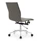 Set of 2 Modern Office Chairs, Upholstered PU Leather Ribbed Armless Mid Back with Metal Frame, Adjustable Height, Tilt