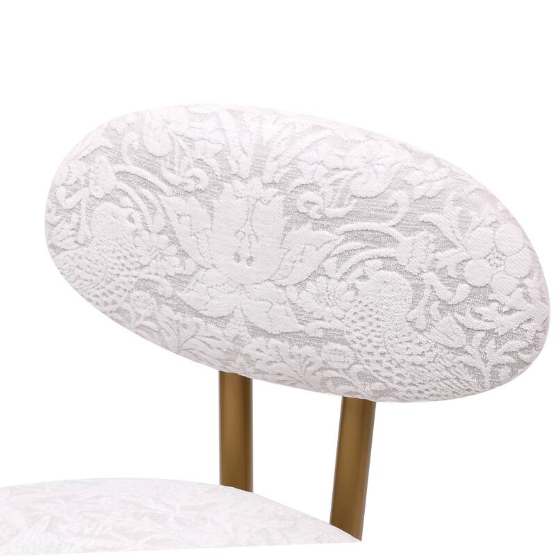 Round Print Bar Stools Set of 2 Metal Upholstered Chairs for Kitchen Island & Dining Rooms Counter Stools
