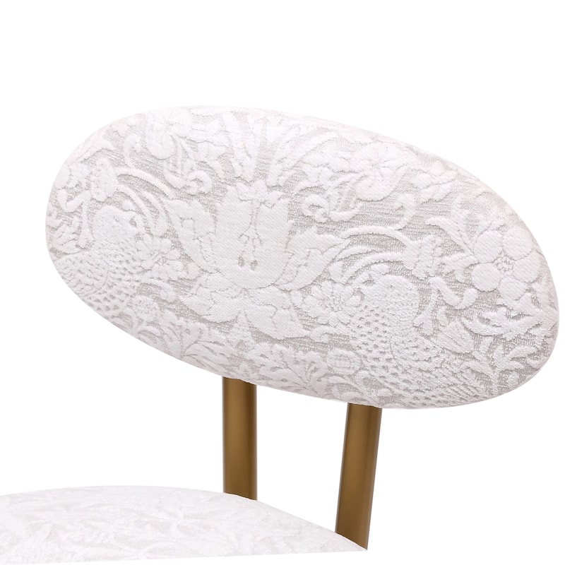 S-shaped Bar Stools Set of 2, Floral Print Upholstered Dining Chairs, Kitchen Bar Stools with Metal Frame & Footrest