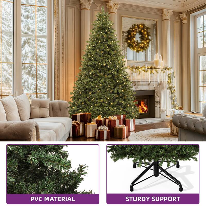 6/7.5Ft Pre-Lit Spruce Christmas Tree, Artificial Xmas Tree with 880 Branch Tips and 250 Lights for Home