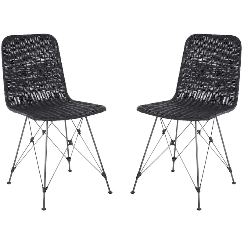 SAFAVIEH Minerva Tropical Boho Woven Dining Chair (Set of 2) - 18"W x 20"D x 34"H