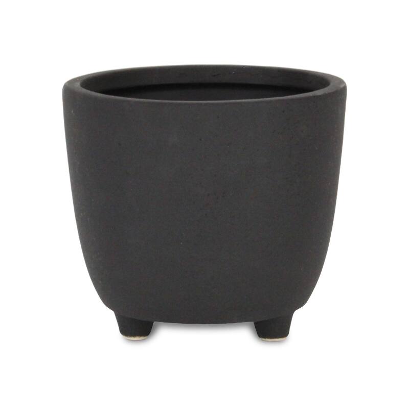 Parlo Raised Textured Round Ceramic Pot - Dark Gray - Large
