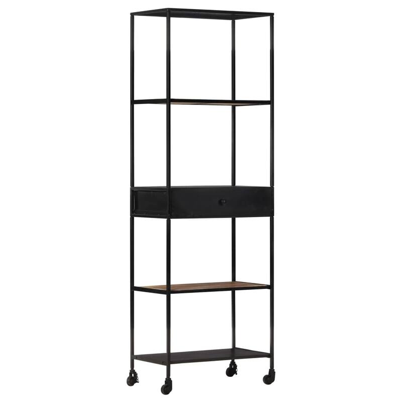 vidaXL Book Cabinet 23.6"x13.8"x70.9" Rough Mango Wood & Iron