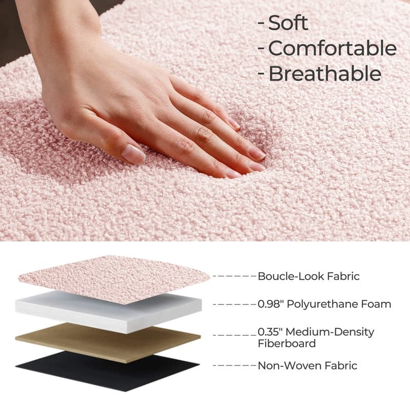 39.5" Off White Boucle Storage Ottoman Bench Sherpa Storage Bench Ottoman Foot Rest End of Bed for Living Room Bedroom,Wood Leg