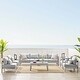 preview thumbnail 2 of 21, Shore Sunbrella Outdoor Patio Aluminum 9 Piece Sectional Sofa Set Silver Gray