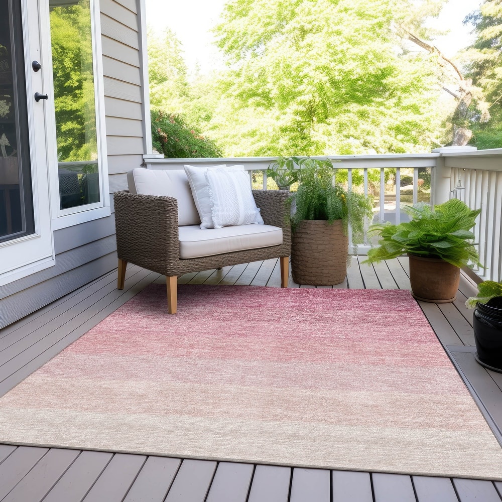 Machine Washable Indoor/ Outdoor Chantille Ombre Solid Rug