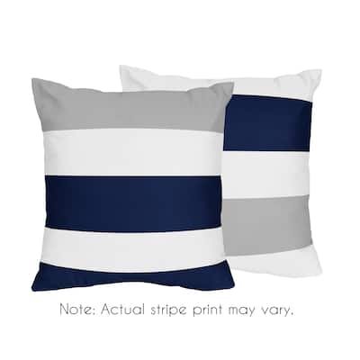 Sweet Jojo Designs Navy Blue and Gray Stripe Collection Decorative 18-inch Accent Throw Pillows (Set of 2)