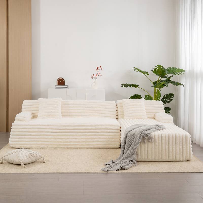 Cloud Sectional Sofa, Modern Upholstered Couch with 2 Throw Pillows, Free-Combined Sofa, Modular Sectional L Shaped Couch