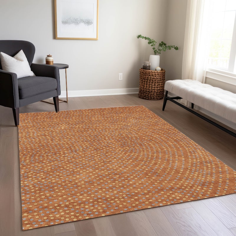 Machine Washable Indoor/ Outdoor Modern Dotty Chantille Rug