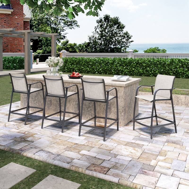 Pellebant Outdoor Bar Height Barstools Dining Chairs