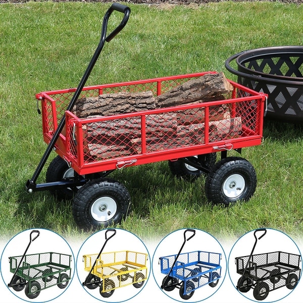 Sunnydaze Heavy-Duty Steel Log Cart, 34 Inches Long x 18 Inches Wide, 400 Pound Weight Capacity