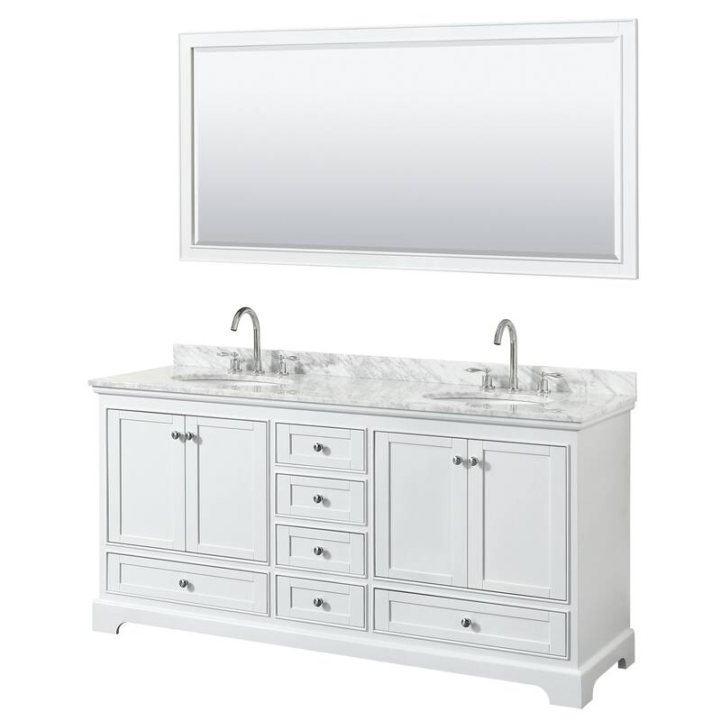Deborah 72-inch Double Vanity, Oval Sinks, 70-inch Mirror