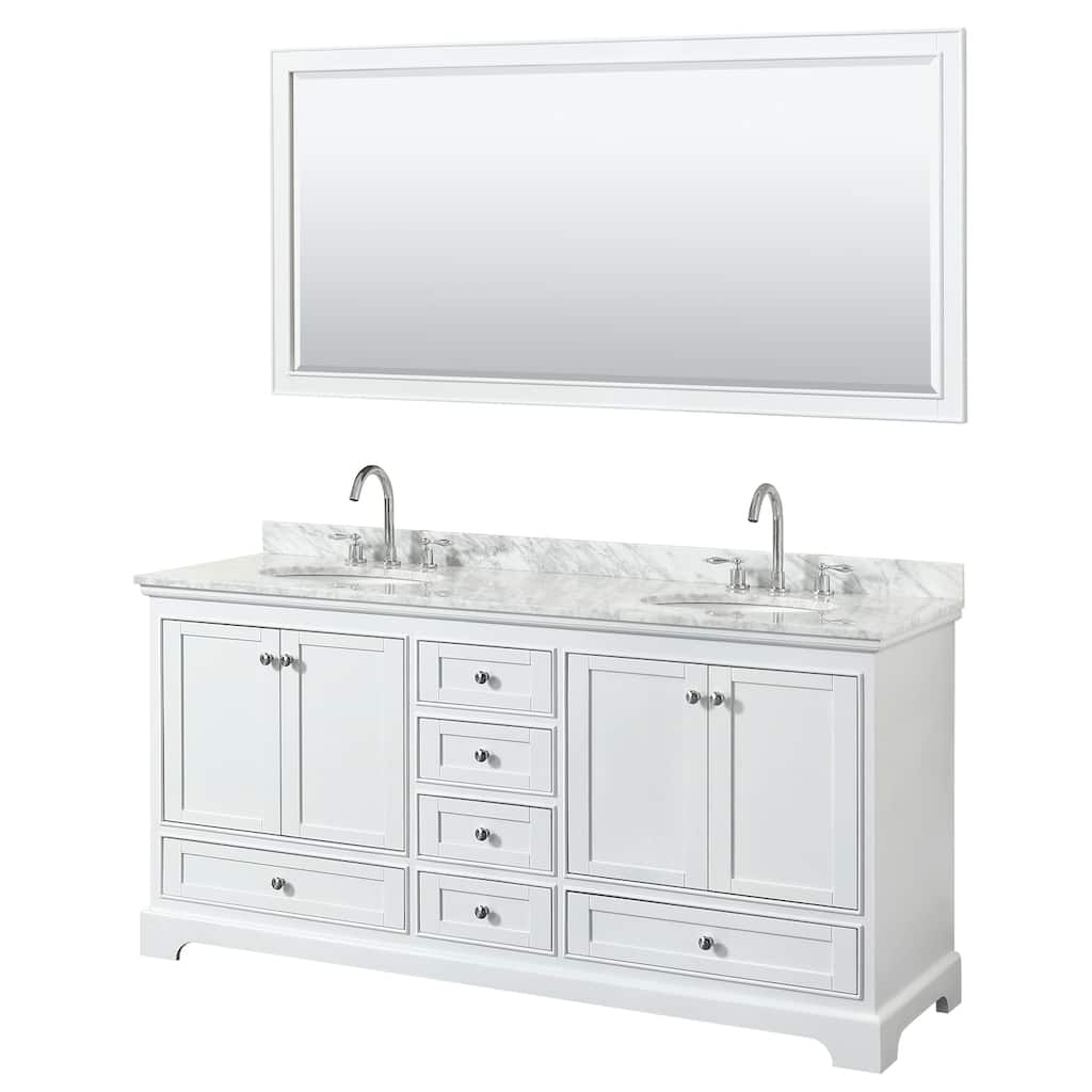 Deborah 72-inch Double Vanity, Oval Sinks, 70-inch Mirror