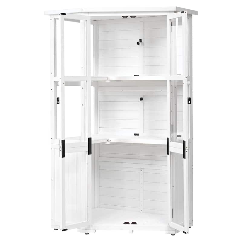 Garden Shed Storage Shed with Lockable Door and Adjustable Shelves, Weatherproof Asphalt Roof, Adjustable Foot Pads