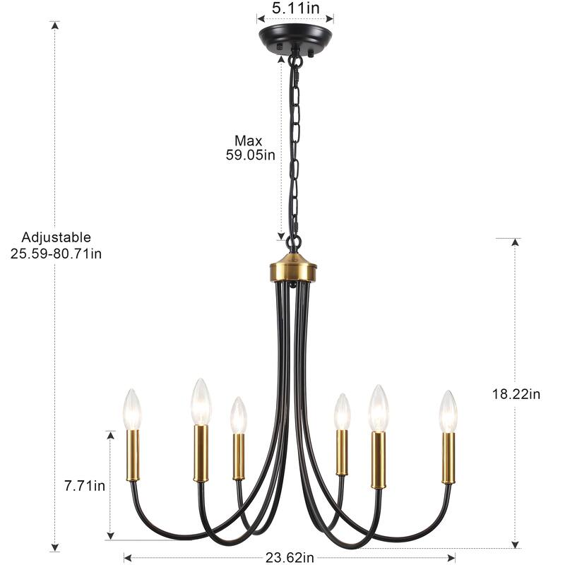 6-Light 23.62 in. Classic Chandelier for Kitchen Living Room