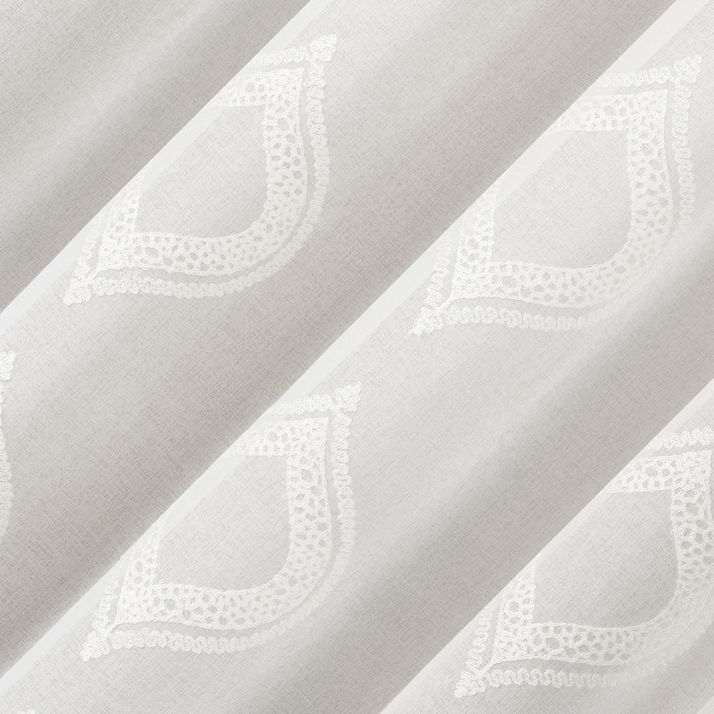 No. 918 Ravenna Embroidered Medallion Sheer Rod Pocket 1-Piece Curtain Panel, Single Panel