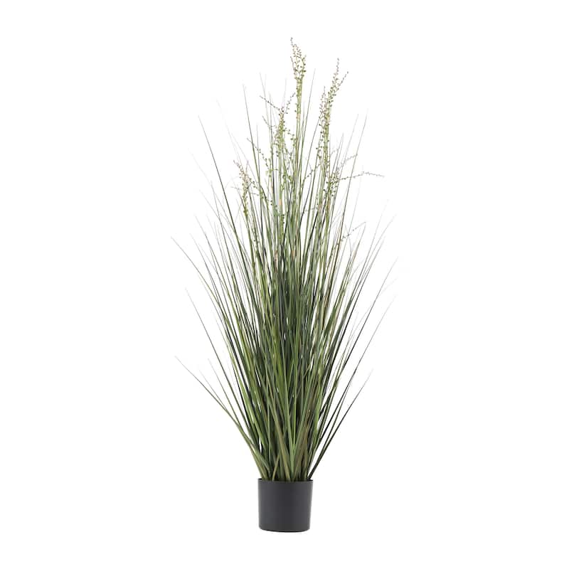 Faux Foliage Onion Grass Tall Artificial Plant with Black Plastic Pot - Green - Roche River Decor