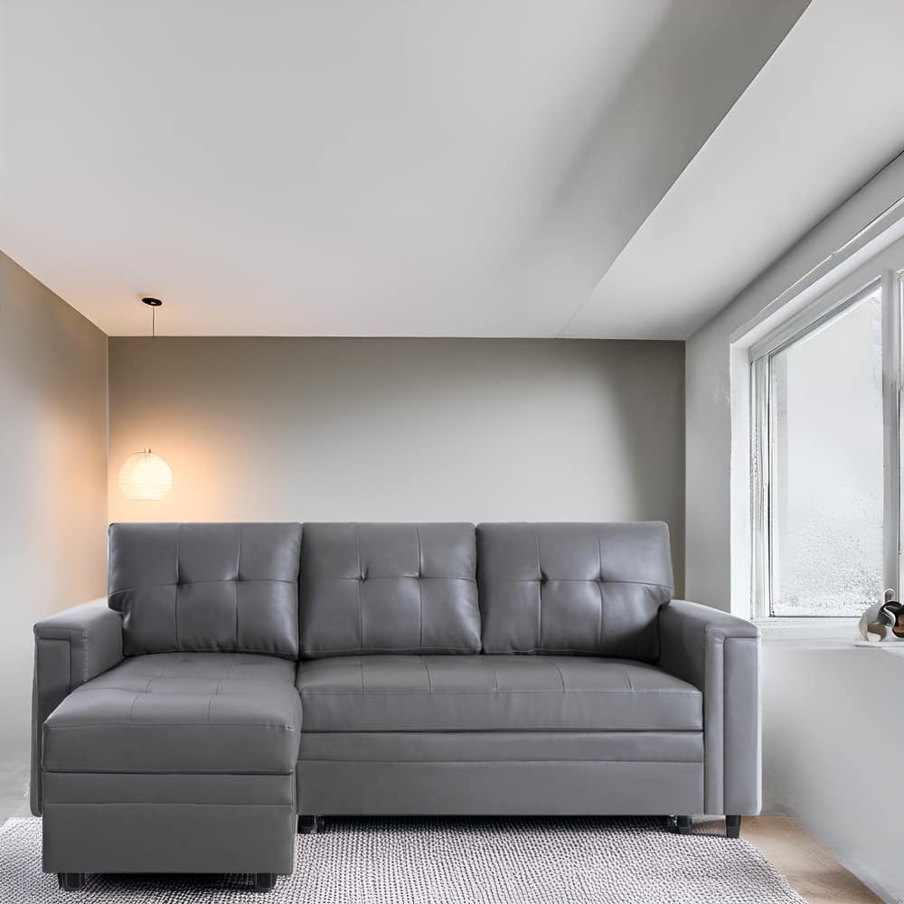 Convertible L-Shaped Sectional Sleeper Sofa with USB & Pull-Out Bed