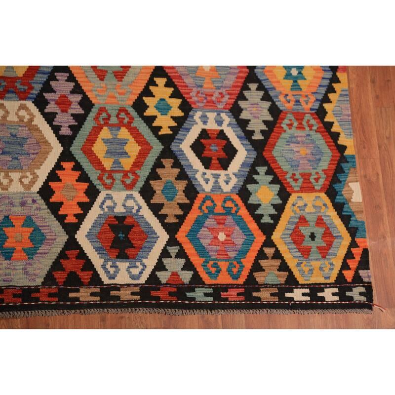 All-Over Kilim Oriental Large Rug Flatweave Wool Carpet - 10'4"x 15'10"