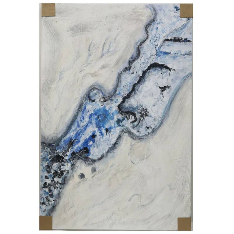 Aria Home Blue Grey Aetheris Frameless Canvas Wall Art 31x47 - White