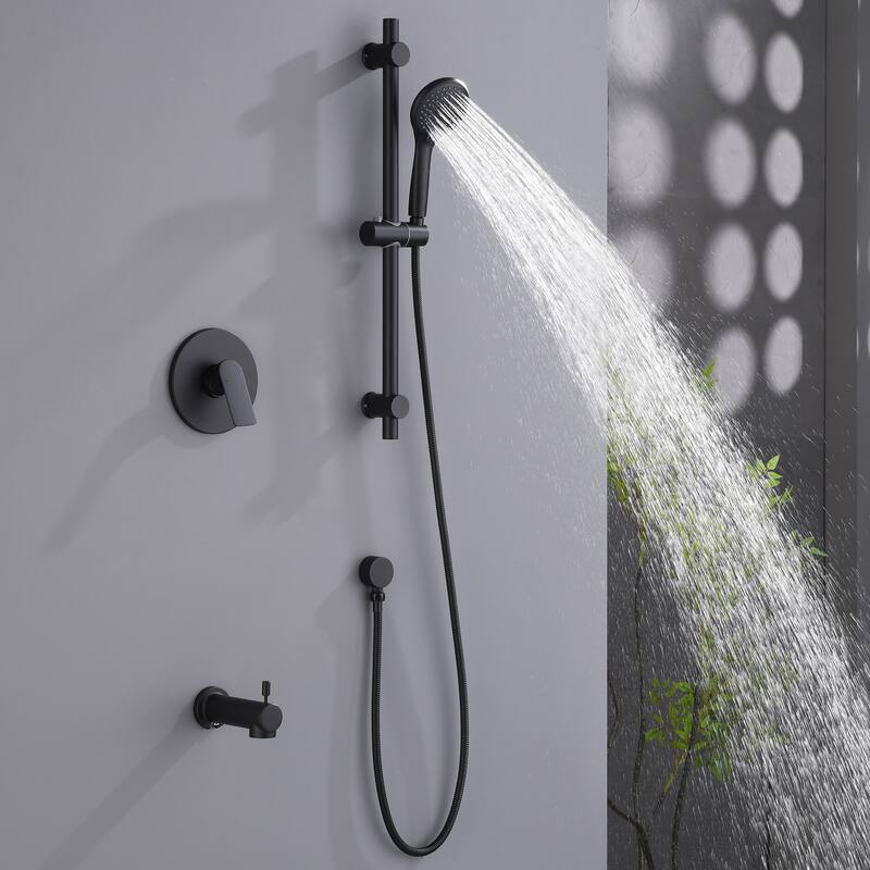 Wall-Mounted Tub and Shower Faucet Set with 3-Function Handheld Shower And Adjustable Slide Bar