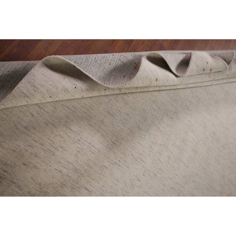Tribal Ivory Gabbeh Indian Area Rug Handmade Wool Carpet - 8'9"x 11'7"