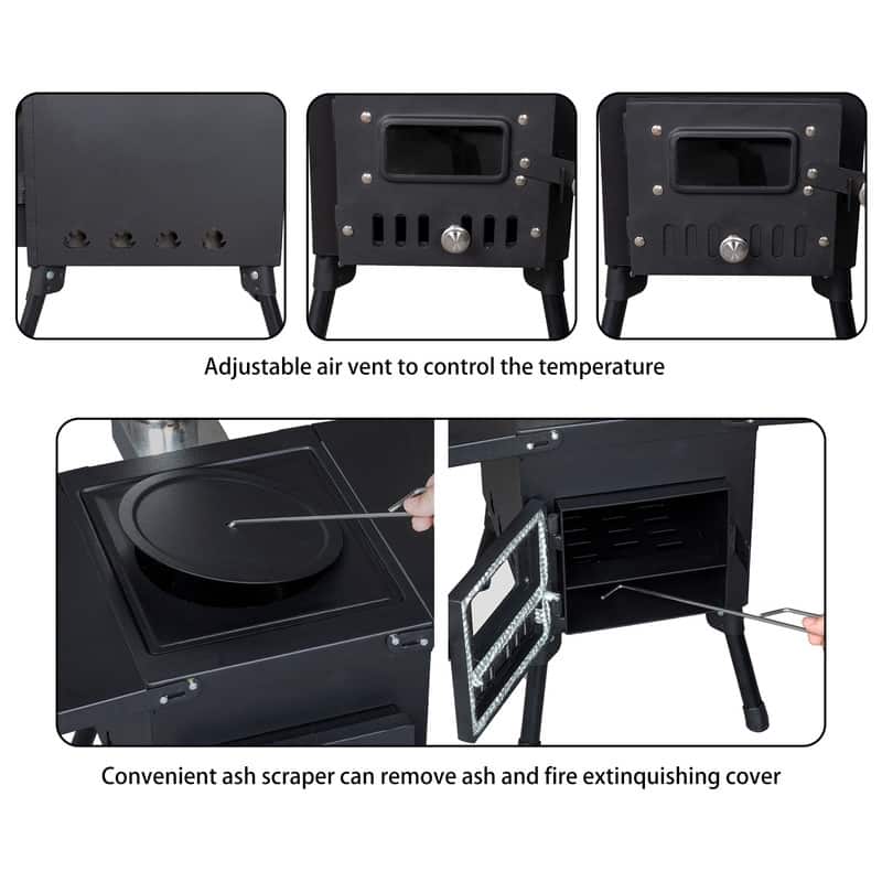 Wood Burning Stove With Chimney For Camping Hiking Picnic For Roasted Sweet Potato