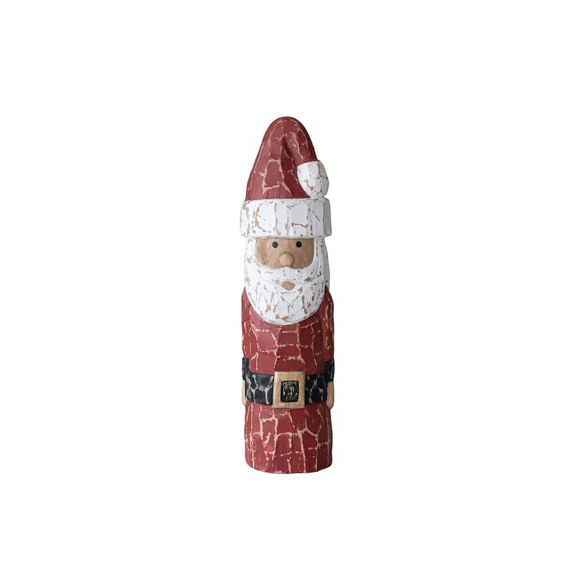 Handmade Mango Wood Santa - 4.25"L x 4.0"W x 15.75"H - Multicolor