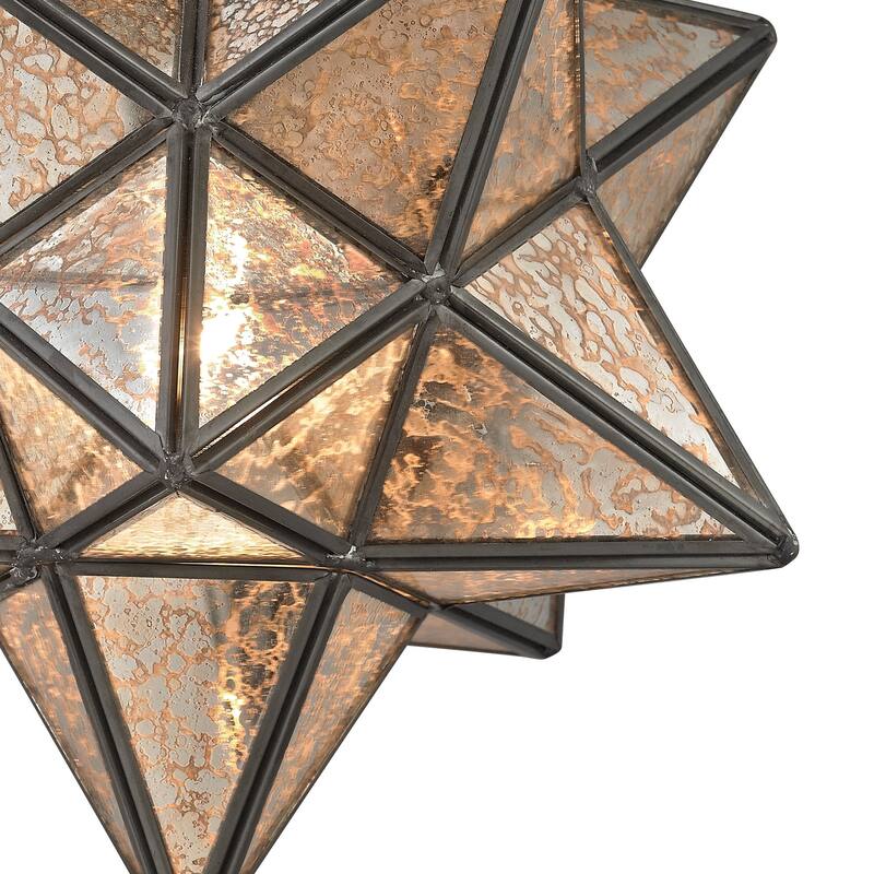 Elk Home Moravian Star Bronze With Mercury Glass 1 Light Flush Mount