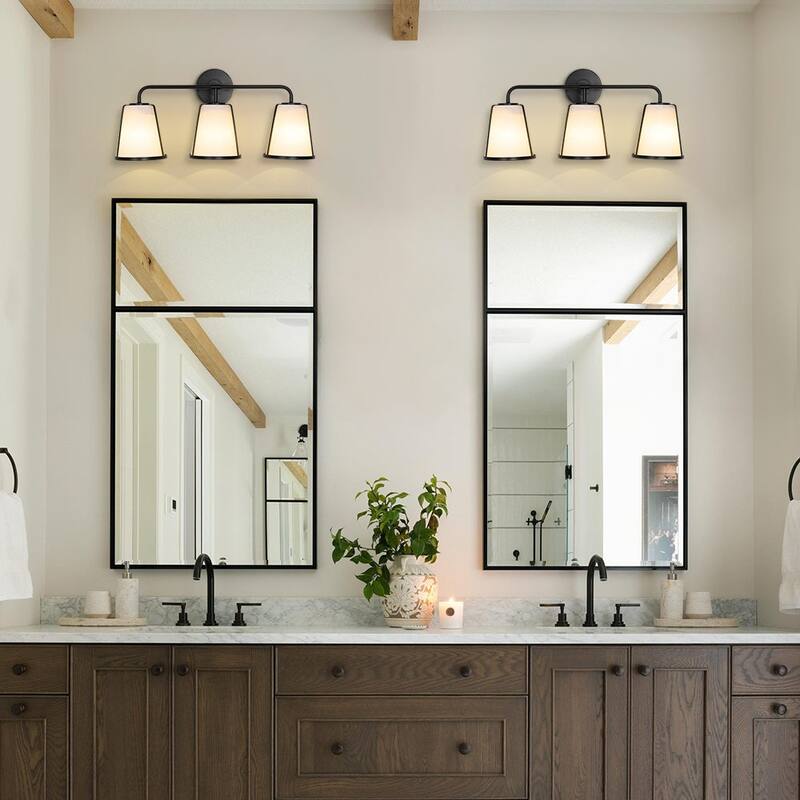 Bohemian 3-Light Ivory Fabric Shade Vanity Wall Light 24.4 in