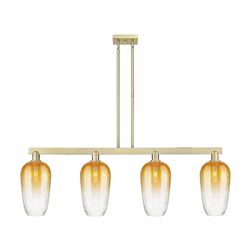Innovations Lighting Urban Downtown - Brookhaven Flute - 4 Light 48" Stem Hung Island Light - Antique Brass/Amber