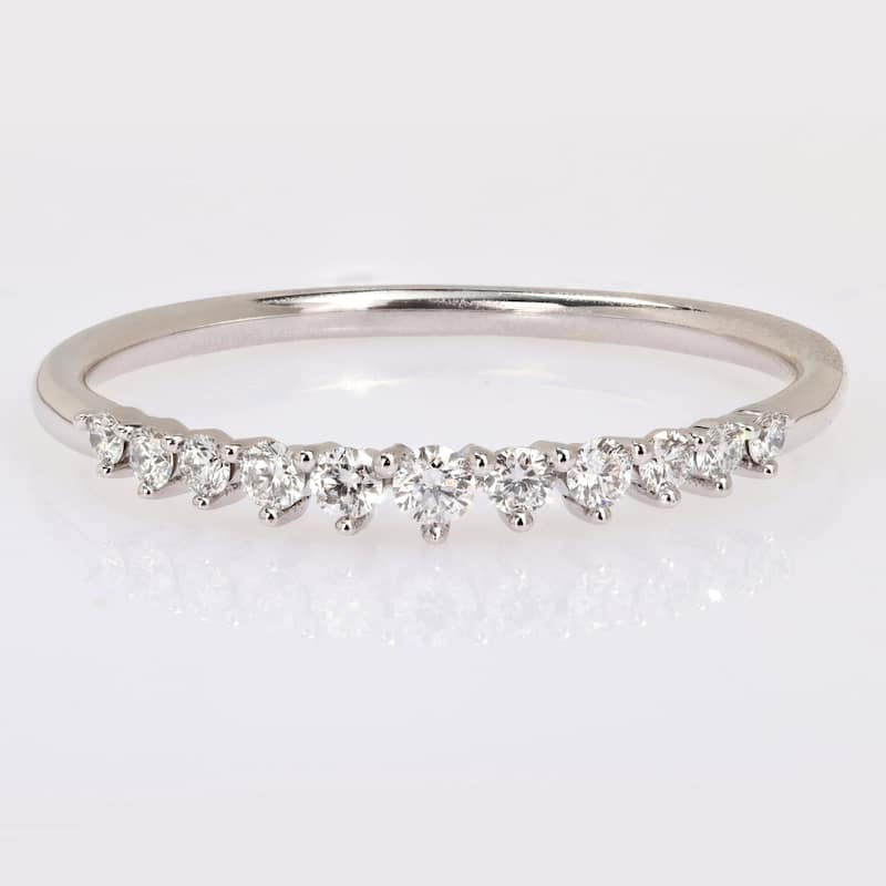Miadora 14k White Gold 1/5ct TDW Diamond Stackable Semi-Eternity Wedding Band Ring