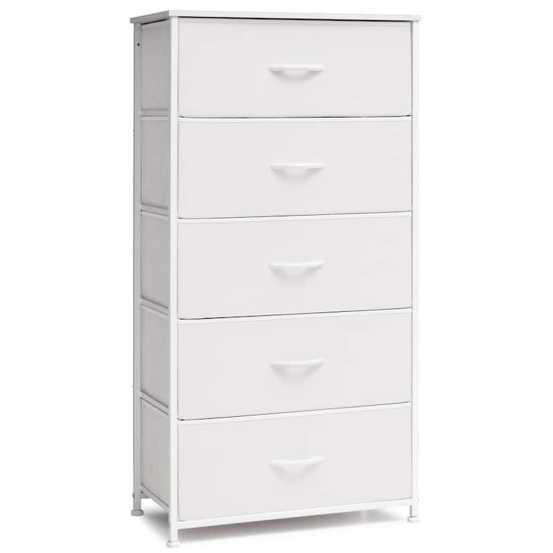 5 Drawers Vertical Dresser Storage Tower Organizer Unit for Bedroom - White - 5-drawer