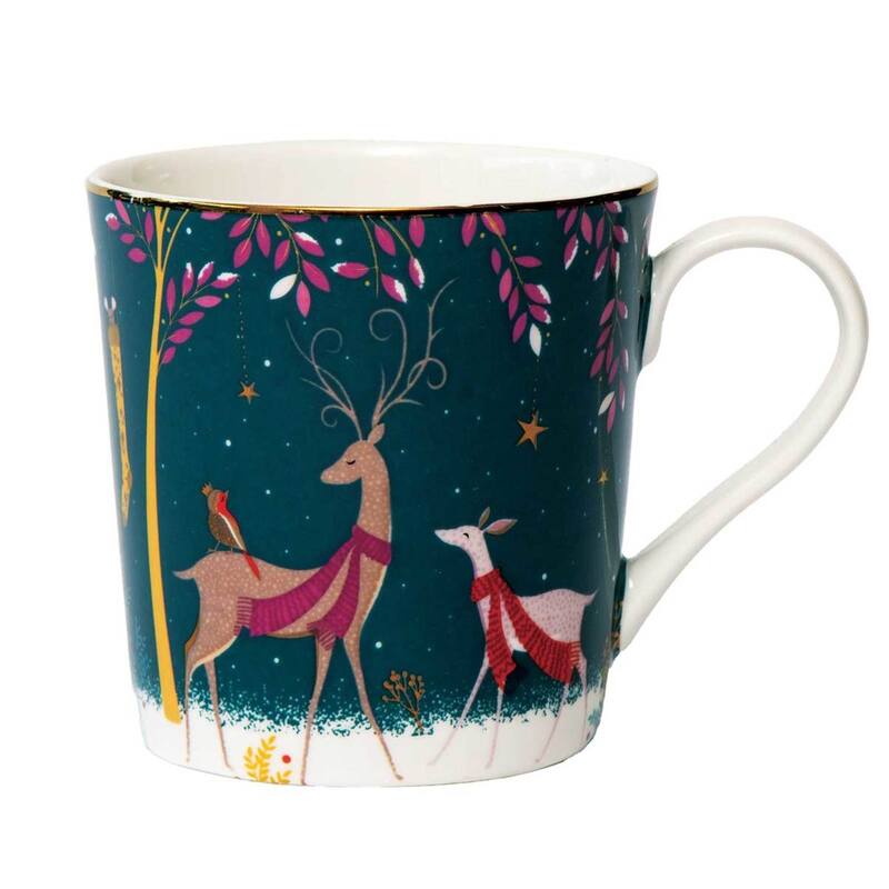 Portmeirion Sara Miller Woodland Tales Mug, Skaters - Deer & Robin