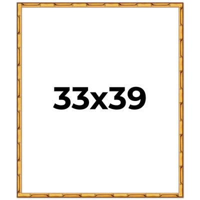 33x39 Frame Gold Bamboo Picture Frame Modern Photo Frame Includes UV Acrylic Shatter Guard Front Acid Free Foam Backing Board