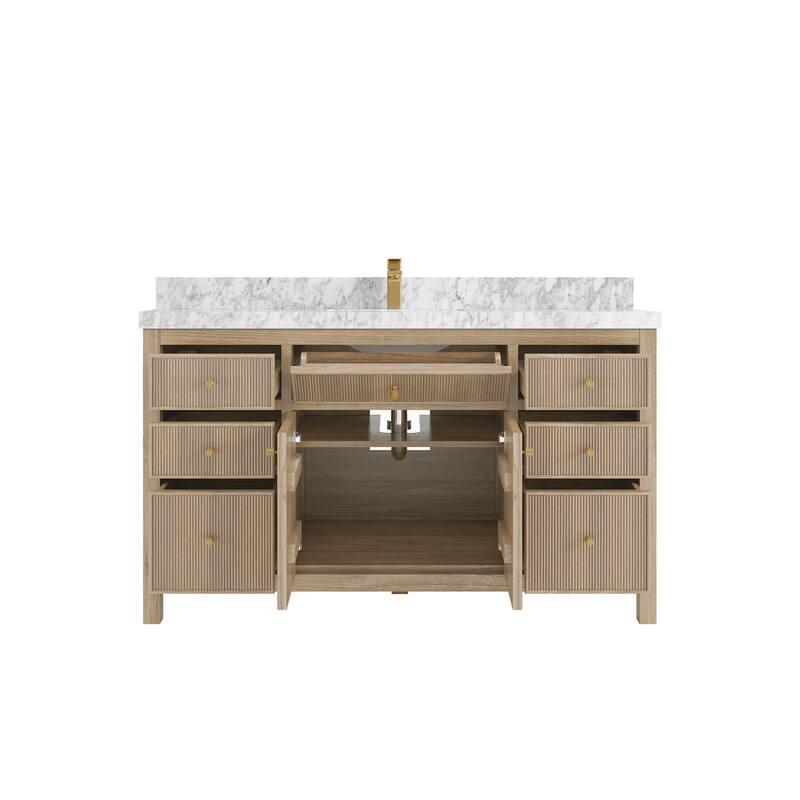 Willow Collections 60 in. W x 22 in. D Sonoma Teak Wood Single Sink Bathroom Vanity with Countertop